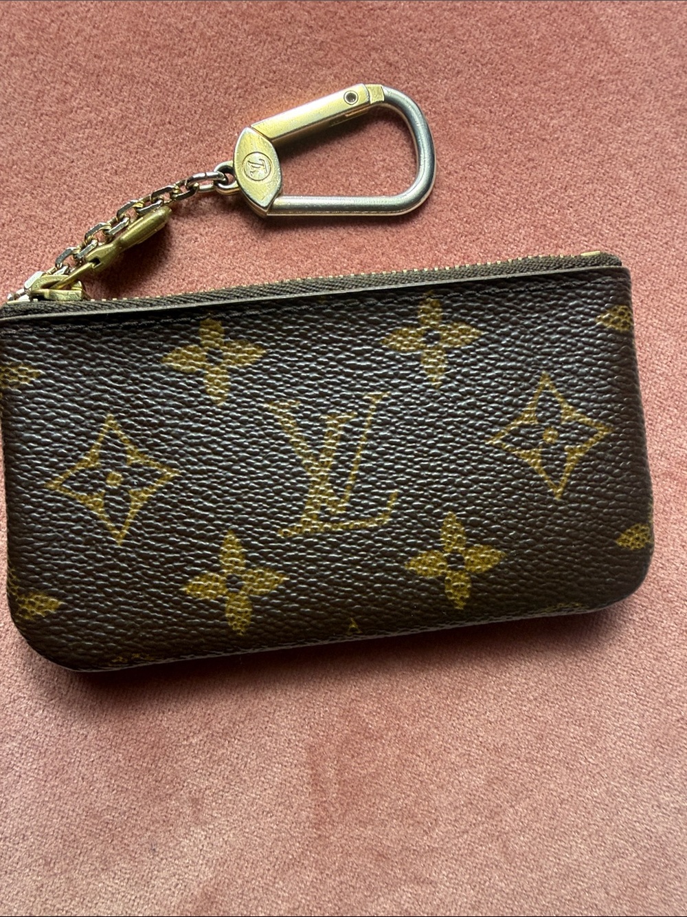 Louis Vuitton Brown Monogram Key Pouch with Gold Hardware